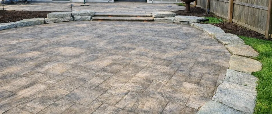 Natural stone patio in Upper Arlington, OH.
