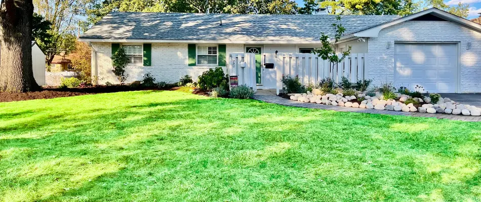 Healthy green grass and a house in Dublin, OH.