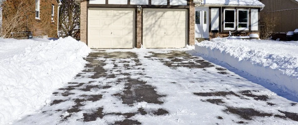 Snow cleared from a driveway of a house in Upper Arlington, OH.