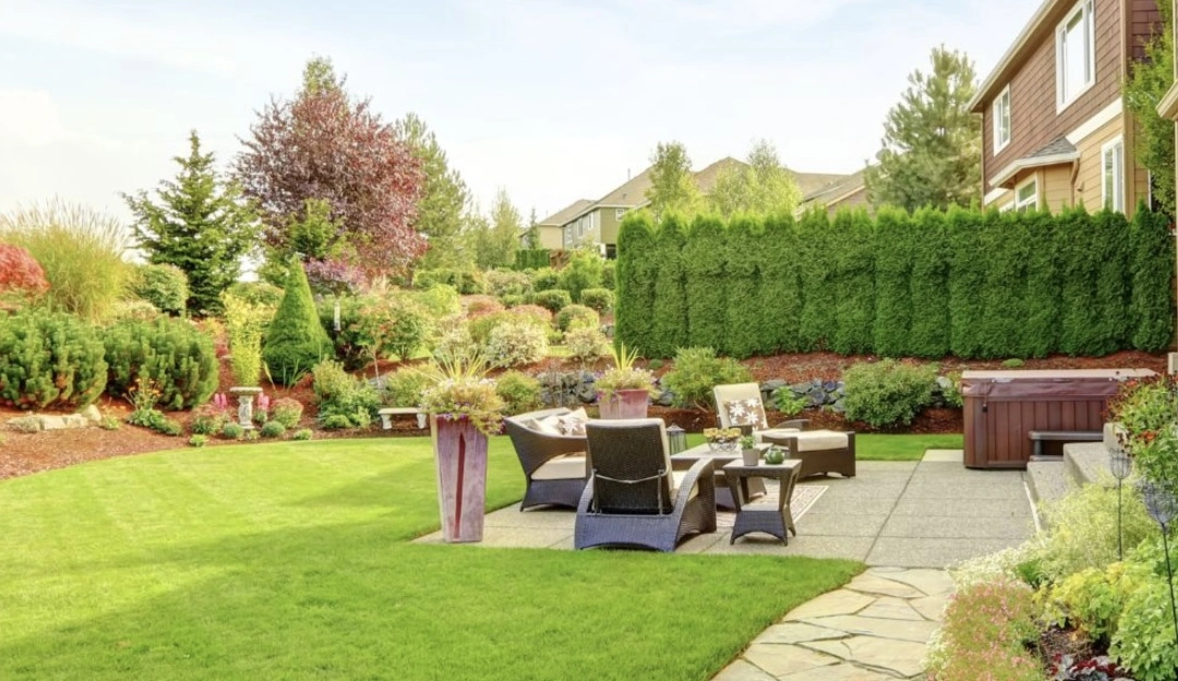 Outdoor firepit with a pergola on a patio in Upper Arlington, OH.